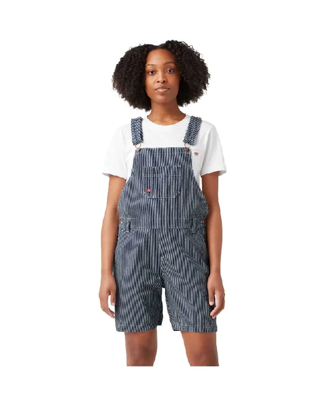 Dickies Women's Bib Shortall Rinsed Hickory Stripe