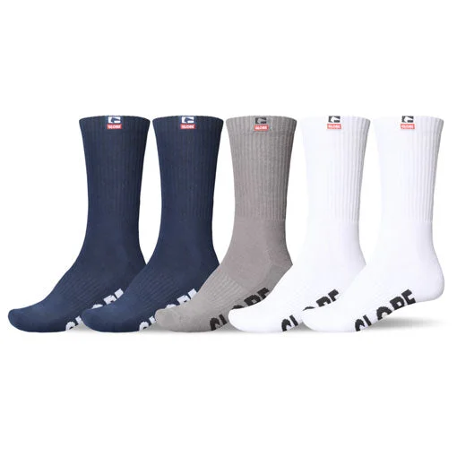 Globe Woven Logo Hi Crew Sock 5 Pack