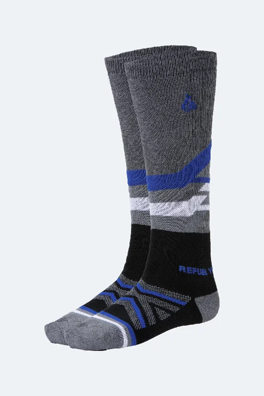 Oil And Gaz Sporty Unisex Skiing Sock  Black/Grey/White/Royal Blue