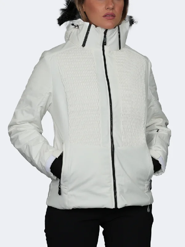 Oil And Gaz Mid Cut With Hood Women Skiing Jacket White