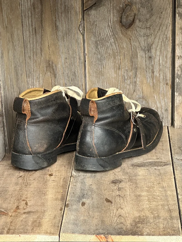 Vintage Black Leather Ski Boots